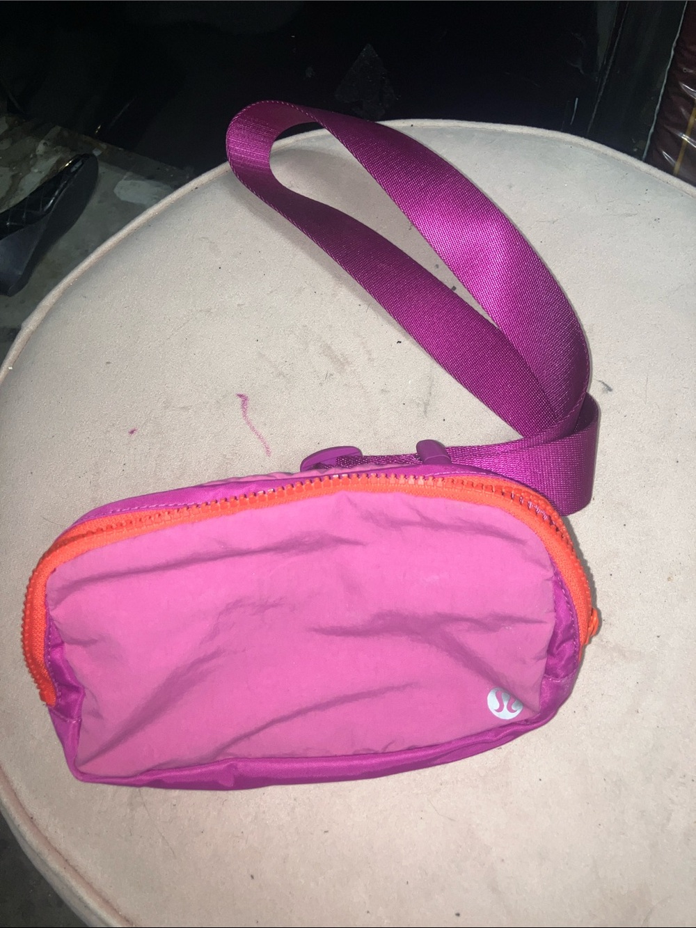 lululemon athletica Pink and Purple Crossbody Belt Bag with Orange Zipper